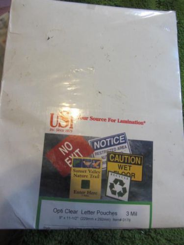 USI OPTI CLEAR LAMINATOR LETTER POUCHES - 3 MIL - 9X11 1/2 INCHES - 100 PAGES