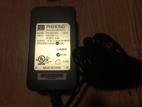 Phihong psc30u-050 (s)-r power supply adapter 100-240v/5v 4a 20w 2.1x5.5x10mm for sale