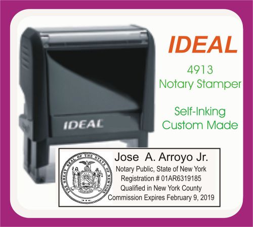 Custom official notary public new york self inking rubber stamp 4913 black for sale