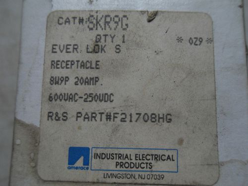 (l9) 1 nib amerace russell stoll receptacle skr9g ever-lok 20a 600vac for sale