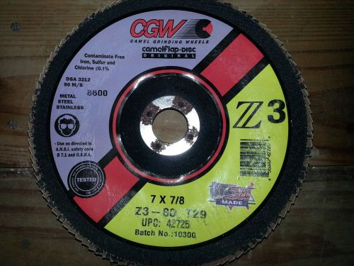 CAMEL 7X7/8 GRINDING FLAP DISC Z3 - 80 - T29, 7 X 7/8, DISK, WHEEL, MADE IN USA