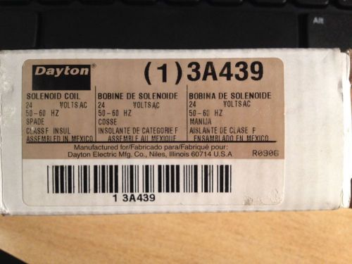 DAYTON Solenoid Valve Coil, 24VAC, 60/50 Hz (New) 3A439