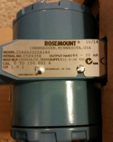 ROSEMOUNT 2088A2S22A1B4  SMART FAMILY 36V-DC 0-150PSI PRESSURE TRANSMITTER