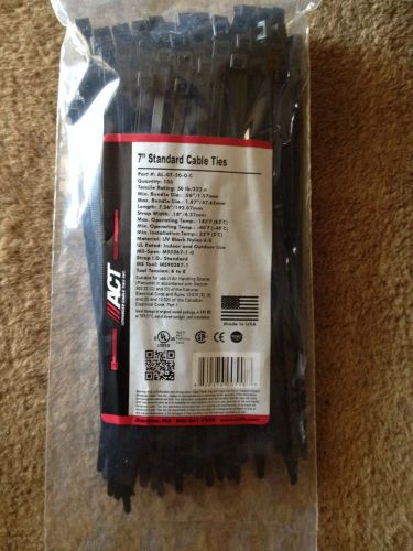 LOT 50 LB HEAVY DUTY 1000 PC. 7&#034; BLACK UV Cable Zip Ties Ty Wraps MADE IN USA