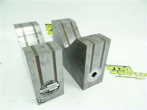 Pair of national magnetic chuck precision v blocks 3-1/2&#034; capacity japan! for sale