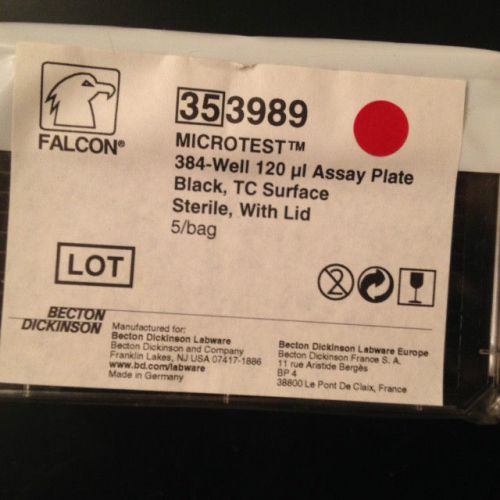 BD Falcon, 353989 Microtest, 384 Well, 120 uL Assay Plate, Black, 5/bag