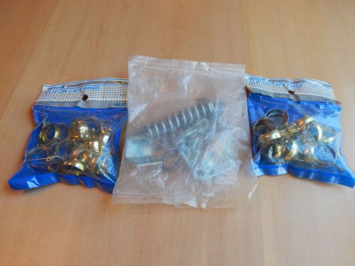 LOTS of: 1 Door Spring &amp; Chain Stopper Retainer, 2 Gold Brass Clip-on Cafe Rings