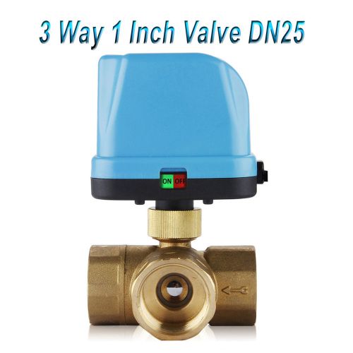 New DN25 G1.0&#034; 3 Way AC 220V Electric Brass Ball Motorized Valve with LED Light