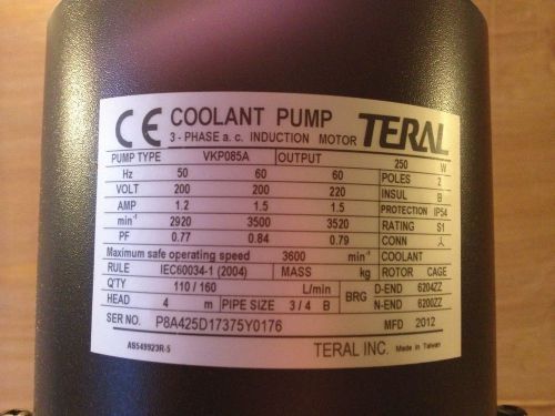 Fuji electric coolant pump vkp085a for sale