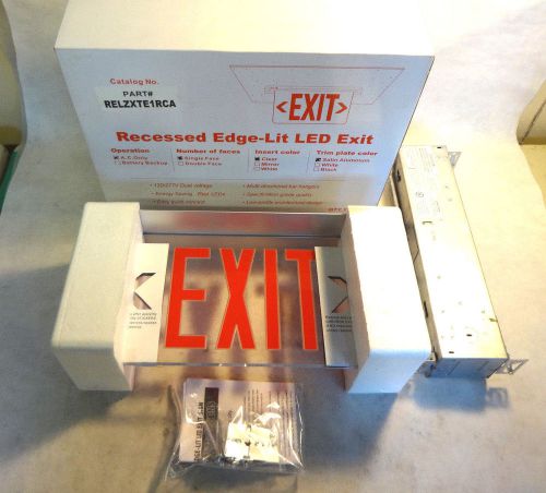 NEW RECESSED EDGE-LIT RELZXTE1RCA LED EXIT SIGN A.C. ONLY 120/277V SINGLE FACE