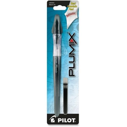 Pilot Plumix Fountain Pen - Medium - 0.6mm -Black Ink/Barrel -1 Each - PIL90055