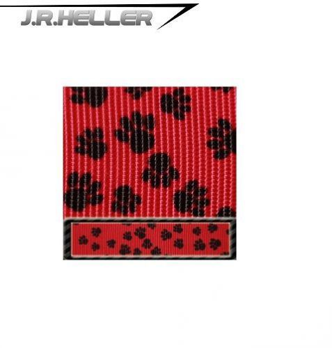 1&#039;&#039; Polyester Webbing (Multiple Patterns) USA MADE!- Red Puppy Paws -1 Yard