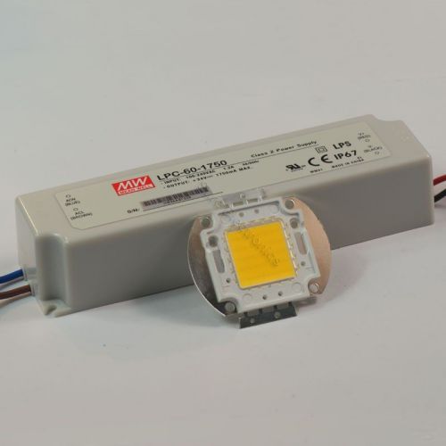 50W Warm White High Power LED Lamp Panel Mean Well  AC/DC LED Driver LPC-60-1750