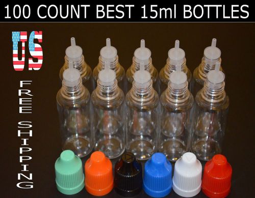 100 15ml dropper bottles needle tip plastic PET best quality Shipped From USA