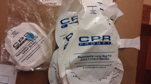 Large lot of cpr prompt manikin face shield/lung bags adult/child &amp; infant for sale