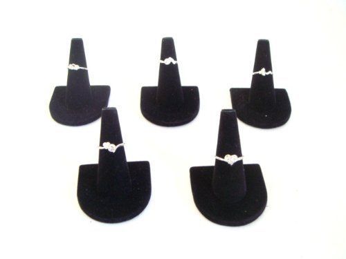 5 Black Velvet Ring Finger Jewelry Holder Showcase Display Stands