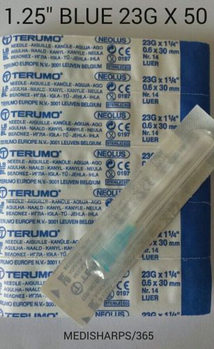 50 X Sterile Hypodermic syringe needles 1.25&#034; blue 23 gauge