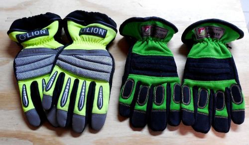 2 Pair Extrication Rescue Gloves Size Large Lion LPGMXXT &amp; Firemen&#039;s Shield NWOT