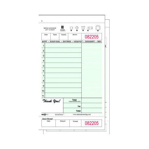 National Checking Company™ 4.2&#034; W Two-Part Carbonless Guest Check Pad
