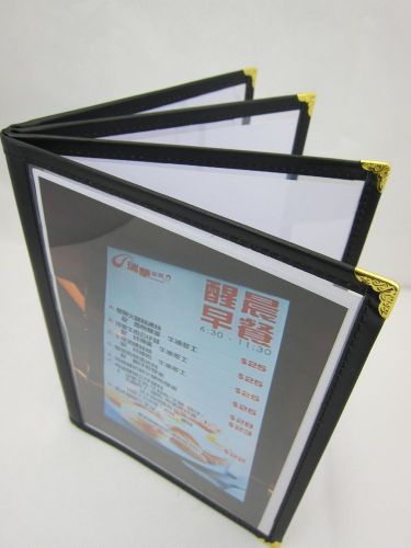 (A5-4) USA  Leather display folder (4 sheet) restaurant foot manual book kitchen