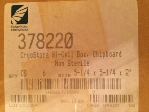 Nunc 378220, 81-Cell CryoStore Box, Chipboard, 5-1/4 X 5-1/4 X 2&#034;, Case of 6
