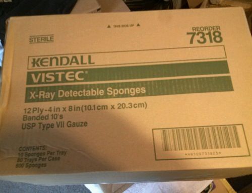 Kendall Vistec X-Ray Detectable Surgical Sponges  12Ply 4X8  One Case 800 Sponge