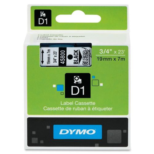 Dymo 45800 D1 Standard Tape Cartridge, Self-Adhesive, 3/4&#034;x23 Ft, Black/Clear