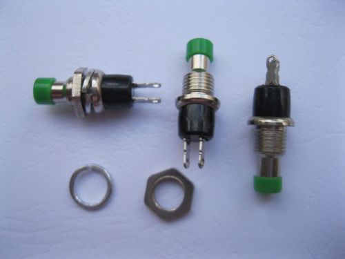 100 pcs Mini SPST Push Momentary Switch 125V/6A 250V/3A Green Color
