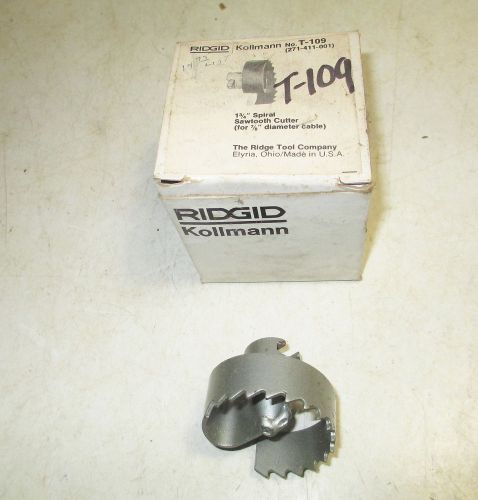 New Ridgid Kollmann #62915  T-109  Spiral Sawtooth Cutter 1 3/4&#034; for 7/8&#034; Cable