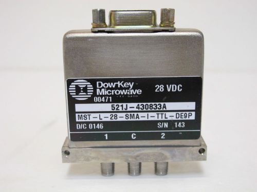 Dow-Key 521J-430833A Coaxial Relay. SPDT, DC to 18GHz, 24VDC, TTL, Latching. SMA