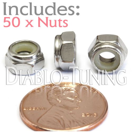 M5-0.8 / 5mm - Qty 50 - Nylon Insert Hex Lock Nut DIN 985 - A2 Stainless Steel