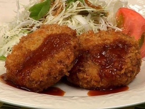 Japanese food (menchi-katsu) - deep fried hamburger cutlets recipe pdf file emai for sale