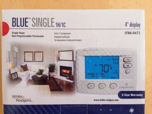 WHITE-RODGERS 1F86-0471 Digital Thermostat,1H,1C,Blue Screen