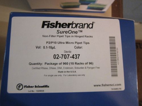 Fisherbrand SureOne 0.1 to 10uL Pipet Tips  15 Racks/96ea;  #02-707-437