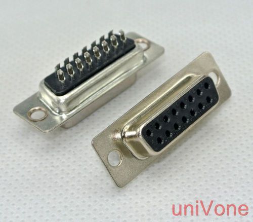 Solder cup d-sub connector 15 postions,db15 female black housing.10pcs for sale