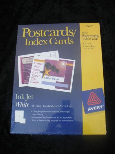 New Sealed Avery Postcards/ Index Cards, Inkjet, White - 400 Cards 8577