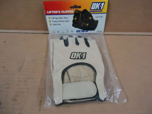 OK-1 XLG Tan Weight Lifters Gloves - Half Fingers, Premium Leather, Padded
