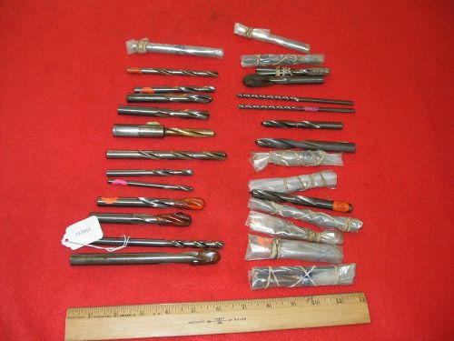 Mixed Lot of 35 Round Shank Drill Bits 17 Carbide Guhring &amp; Others 3/16 to 1/2&#034;