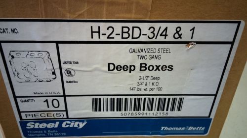STEEL CITY H-2-BD-3/4 &amp; 1 NEW IN BOX 2G STEEL GANG BOX 2 1/2 DEEP LOC REZ BACK