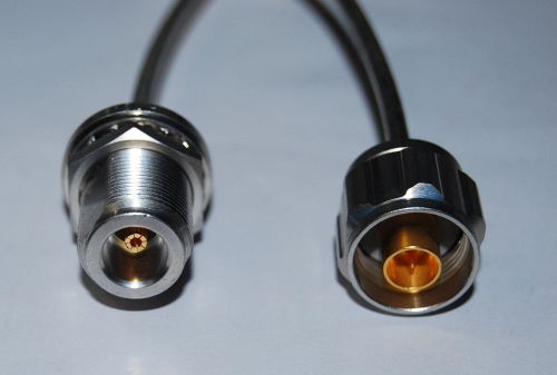 N FEMALE TO N MALE JUMPER CABLE SEMI RIGID CABLE HUBER SUHNER DC-18Ghz 50R 15cm