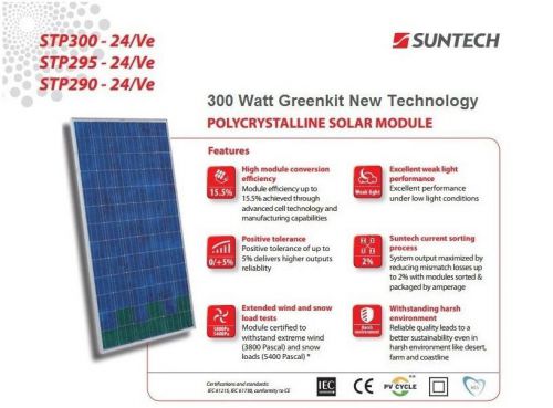 Suntech Panel STP300-24/ve Verde Green Tech Cells