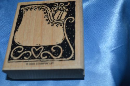 STAMPIN UP CHRISTMAS SLEIGH WITH PRESENTS WOOD &amp; RUBBER  Ink Stamp
