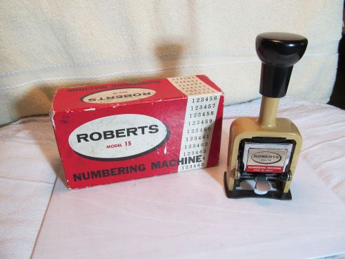 Vintage working Roberts Model 15 Numbering Machine in the original box.