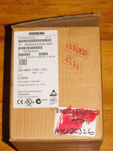 **new** siemens 6se6440-2ud22-2ba1 micromaster 440 ac drive, 2.2kw for sale