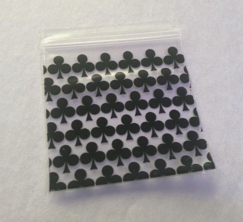 100 Black Club 2&#034; x 2&#034; (Small Plastic Baggies) 2020 Tiny Mini Ziplock Dime Bags