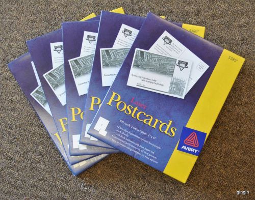 5 Boxes of AVERY Pre-Cut Postcards 4&#034;x6&#034;  qty 500!  #5389 for printer