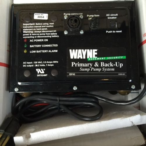 Wayne isp40 primary and battery backup sump pump controller