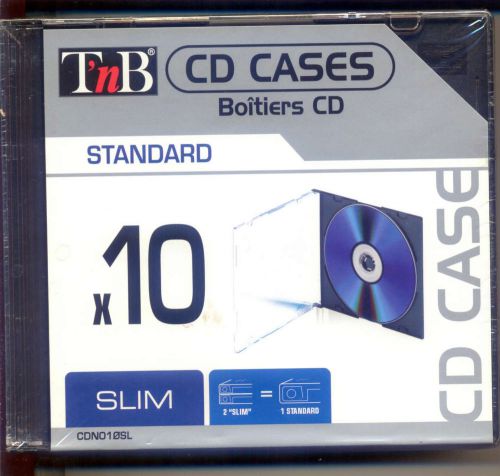 10x CD / DVD Slim Jewel Case, black tray, single