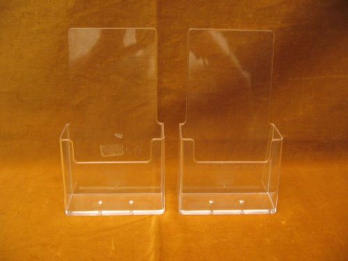 TWO CLEAR PLASTIC BROCHURE HOLDERS (HAND-OUTS) - 7 1/4&#034; x 4 1/4&#034; - VG COND.