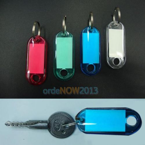 60PCS Colorful Frosted Plastic Luggage ID Bag Label Key Tags Keychain Keyring O3